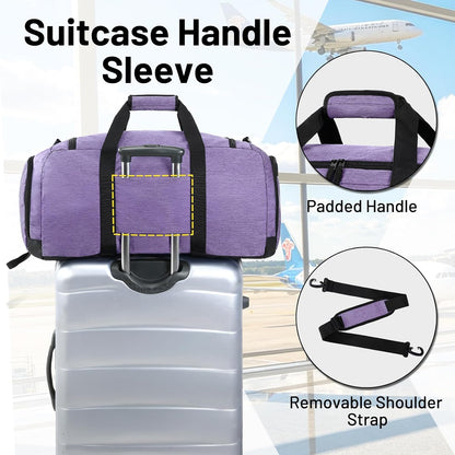 Foldable Duffle Bag with Shoe Compartment 50L Travel Duffel Bags for Men Women Packable Overnight Bag for Camping Gym Weekender, Teal