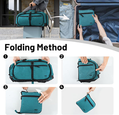 Foldable Duffle Bag with Shoe Compartment 50L Travel Duffel Bags for Men Women Packable Overnight Bag for Camping Gym Weekender, Teal