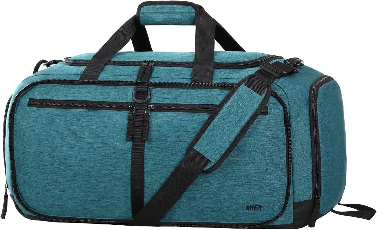 Foldable Duffle Bag with Shoe Compartment 50L Travel Duffel Bags for Men Women Packable Overnight Bag for Camping Gym Weekender, Teal