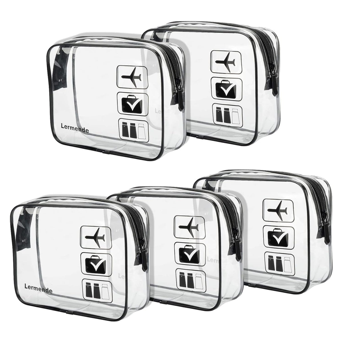 2pcs Clear Toiletry Bag TSA Approved Travel Bag,Carry On for Travel,Airport Airline Accessories Compliant Bag,Quart Sized Makeup Cosmetic bag Women Men (Black, 2 Pack)