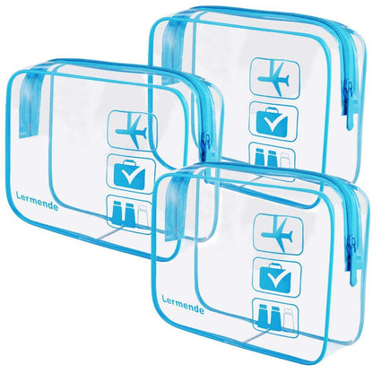 2pcs Clear Toiletry Bag TSA Approved Travel Bag,Carry On for Travel,Airport Airline Accessories Compliant Bag,Quart Sized Makeup Cosmetic bag Women Men (Black, 2 Pack)
