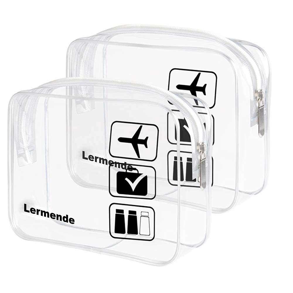 2pcs Clear Toiletry Bag TSA Approved Travel Bag,Carry On for Travel,Airport Airline Accessories Compliant Bag,Quart Sized Makeup Cosmetic bag Women Men (Black, 2 Pack)