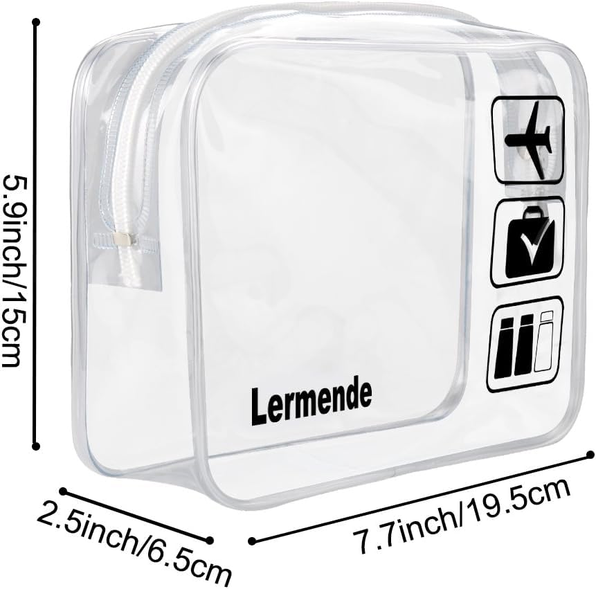 2pcs Clear Toiletry Bag TSA Approved Travel Bag,Carry On for Travel,Airport Airline Accessories Compliant Bag,Quart Sized Makeup Cosmetic bag Women Men (Black, 2 Pack)