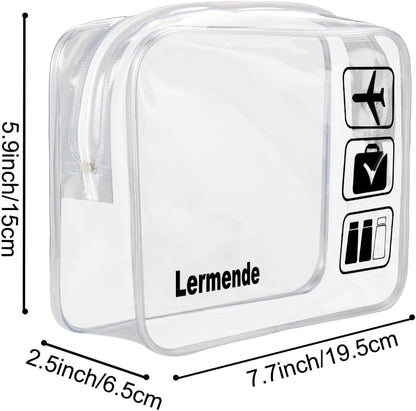 2pcs Clear Toiletry Bag TSA Approved Travel Bag,Carry On for Travel,Airport Airline Accessories Compliant Bag,Quart Sized Makeup Cosmetic bag Women Men (Black, 2 Pack)