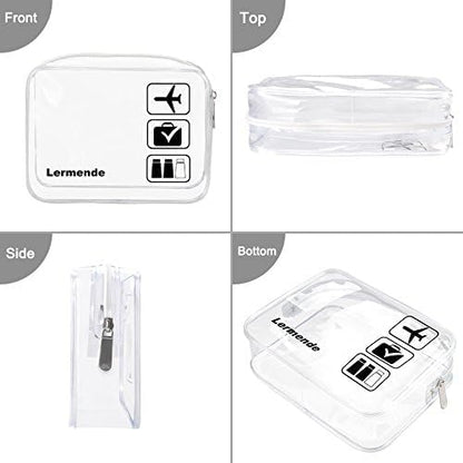 2pcs Clear Toiletry Bag TSA Approved Travel Bag,Carry On for Travel,Airport Airline Accessories Compliant Bag,Quart Sized Makeup Cosmetic bag Women Men (Black, 2 Pack)