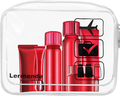 2pcs Clear Toiletry Bag TSA Approved Travel Bag,Carry On for Travel,Airport Airline Accessories Compliant Bag,Quart Sized Makeup Cosmetic bag Women Men (Black, 2 Pack)