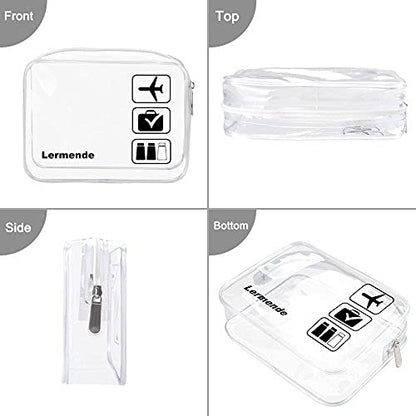 2pcs Clear Toiletry Bag TSA Approved Travel Bag,Carry On for Travel,Airport Airline Accessories Compliant Bag,Quart Sized Makeup Cosmetic bag Women Men (Black, 2 Pack)