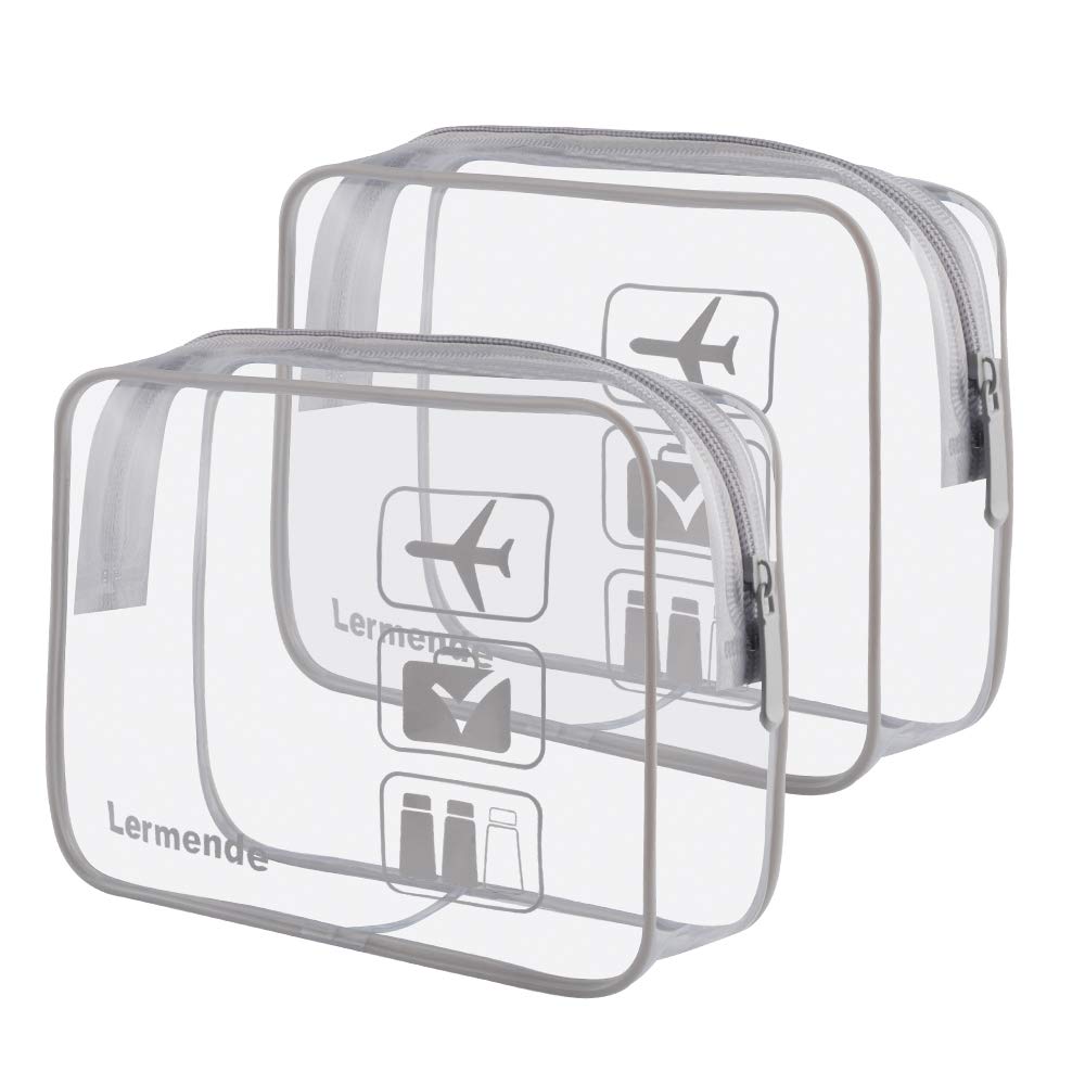 2pcs Clear Toiletry Bag TSA Approved Travel Bag,Carry On for Travel,Airport Airline Accessories Compliant Bag,Quart Sized Makeup Cosmetic bag Women Men (Black, 2 Pack)