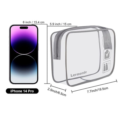 2pcs Clear Toiletry Bag TSA Approved Travel Bag,Carry On for Travel,Airport Airline Accessories Compliant Bag,Quart Sized Makeup Cosmetic bag Women Men (Black, 2 Pack)