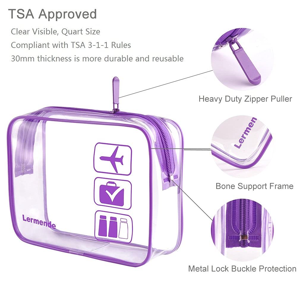2pcs Clear Toiletry Bag TSA Approved Travel Bag,Carry On for Travel,Airport Airline Accessories Compliant Bag,Quart Sized Makeup Cosmetic bag Women Men (Black, 2 Pack)