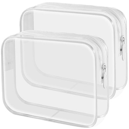 2pcs Clear Toiletry Bag TSA Approved Travel Bag,Carry On for Travel,Airport Airline Accessories Compliant Bag,Quart Sized Makeup Cosmetic bag Women Men (Black, 2 Pack)