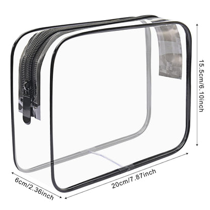 2pcs Clear Toiletry Bag TSA Approved Travel Bag,Carry On for Travel,Airport Airline Accessories Compliant Bag,Quart Sized Makeup Cosmetic bag Women Men (Black, 2 Pack)