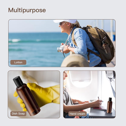 Travel Bottles for Toiletries 3.4 oz TSA Approved - 5 Pack Leak Proof Travel Size Containers, Clear Squeezable Plastic Bottles with Labels for Shampoo Lotion, Flight Cruise Gym Essentials
