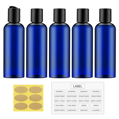 Travel Bottles for Toiletries 3.4 oz TSA Approved - 5 Pack Leak Proof Travel Size Containers, Clear Squeezable Plastic Bottles with Labels for Shampoo Lotion, Flight Cruise Gym Essentials