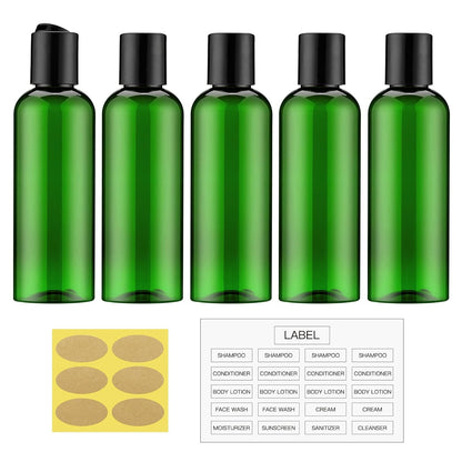 Travel Bottles for Toiletries 3.4 oz TSA Approved - 5 Pack Leak Proof Travel Size Containers, Clear Squeezable Plastic Bottles with Labels for Shampoo Lotion, Flight Cruise Gym Essentials