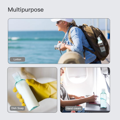 Travel Bottles for Toiletries 3.4 oz TSA Approved - 5 Pack Leak Proof Travel Size Containers, Clear Squeezable Plastic Bottles with Labels for Shampoo Lotion, Flight Cruise Gym Essentials