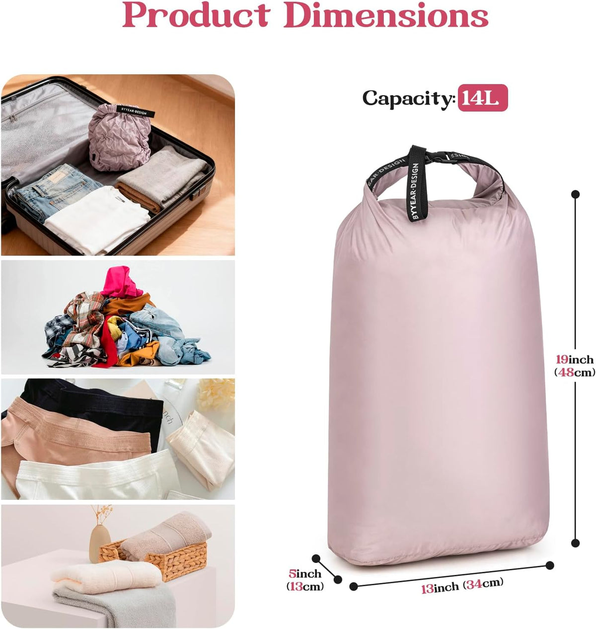 Travel Laundry Bag for Dirty Clothes, Waterproof Travel Compression Bags for Packing, Moisture-resistant Vacuum Storage Bag, Space-Saving Laundry Storage Organizer for Cruise, Swimming, Gym