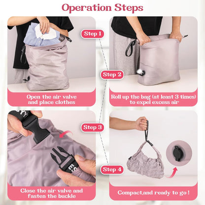 Travel Laundry Bag for Dirty Clothes, Waterproof Travel Compression Bags for Packing, Moisture-resistant Vacuum Storage Bag, Space-Saving Laundry Storage Organizer for Cruise, Swimming, Gym