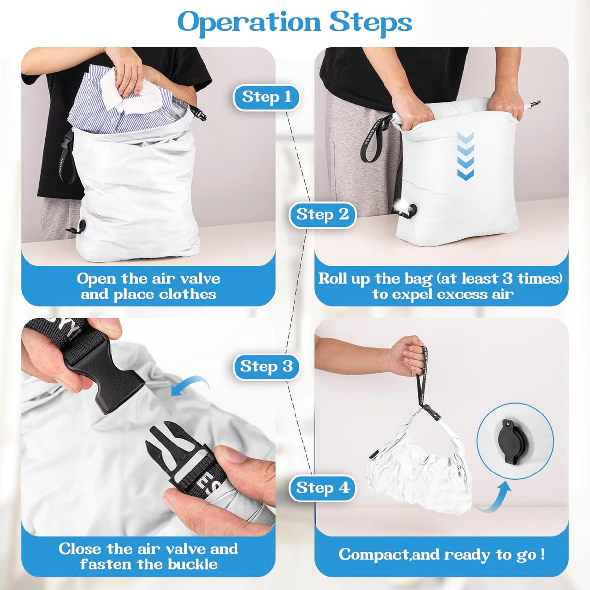 Travel Laundry Bag for Dirty Clothes, Waterproof Travel Compression Bags for Packing, Moisture-resistant Vacuum Storage Bag, Space-Saving Laundry Storage Organizer for Cruise, Swimming, Gym