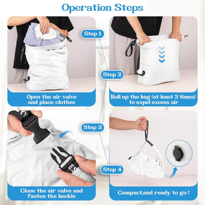 Travel Laundry Bag for Dirty Clothes, Waterproof Travel Compression Bags for Packing, Moisture-resistant Vacuum Storage Bag, Space-Saving Laundry Storage Organizer for Cruise, Swimming, Gym