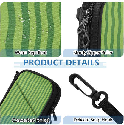 Travel Doc Organizer 21×14×3 CM | Scratch Resistant Polyester Multi Pockets Multi-Way Carry for Men Women Vacation Green Wavy Stripe