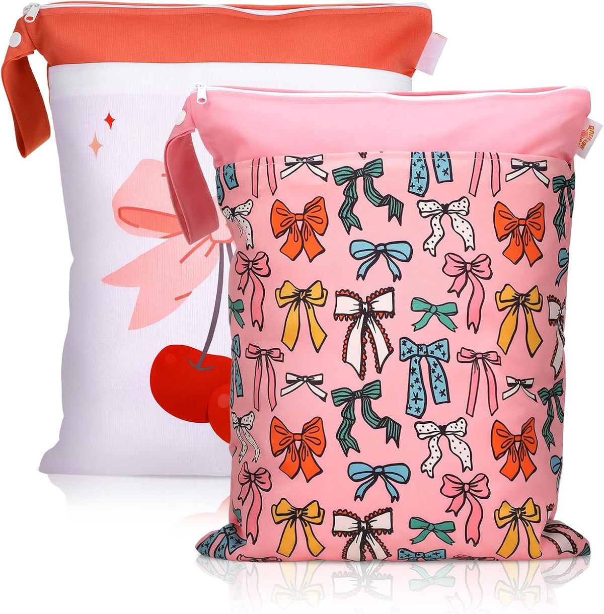 2 Pcs Large Travel Laundry Bags with Pink Bow Foldable Waterproof Washable Wet Dry Bag Dirty Clothes Bags for Traveling Swimsuit Workout Bag for Gym Cloth Laundry Wet Clothes Swimming Pool Yoga