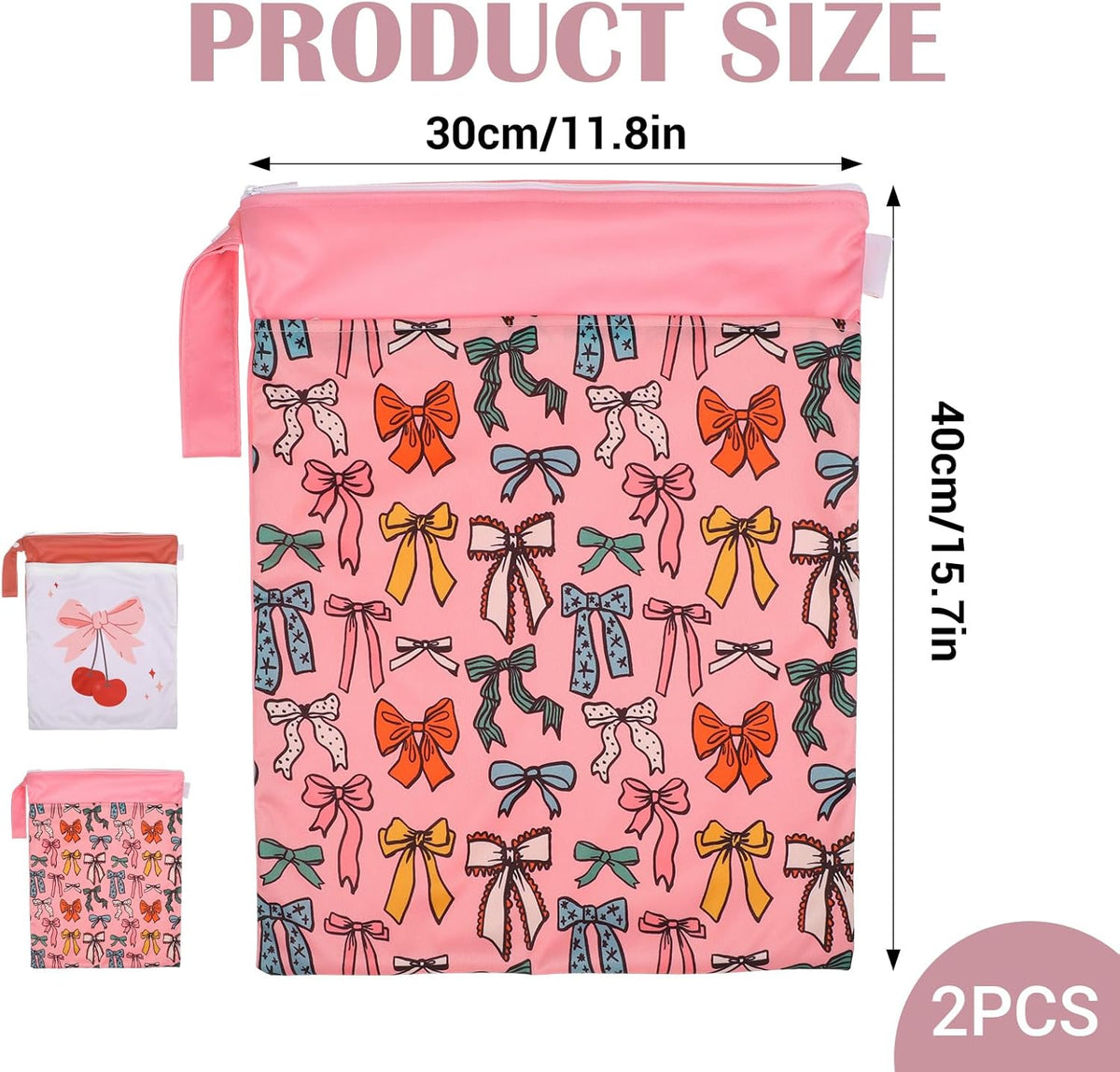 2 Pcs Large Travel Laundry Bags with Pink Bow Foldable Waterproof Washable Wet Dry Bag Dirty Clothes Bags for Traveling Swimsuit Workout Bag for Gym Cloth Laundry Wet Clothes Swimming Pool Yoga