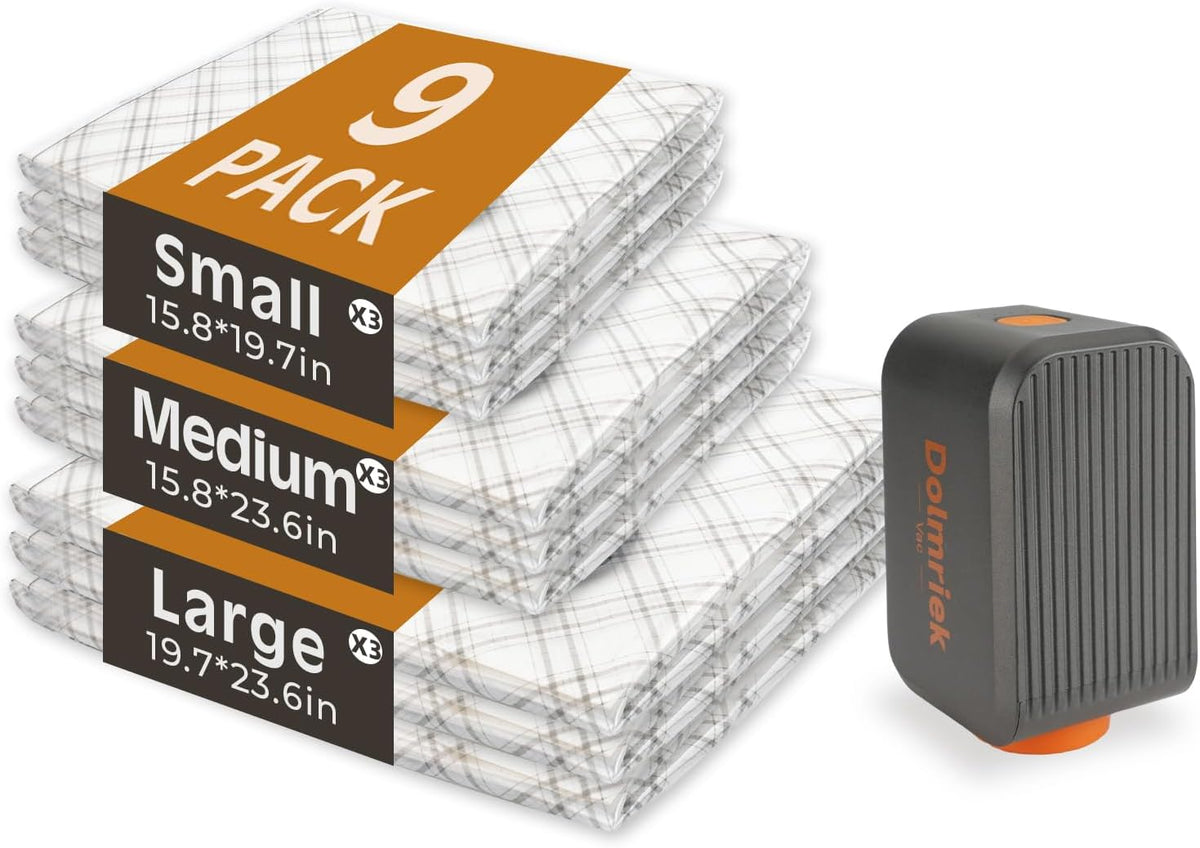 15pcs Vacuum Seal Bags for Clothing Travel, Cordless Pump, Carry-on Size Compression Packing Bags, 4000Pa Suction & 2000mAh Battery, Vacuum Storage Bags for Clothes, Luggage, Suitcase, Space Saver