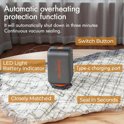 15pcs Vacuum Seal Bags for Clothing Travel, Cordless Pump, Carry-on Size Compression Packing Bags, 4000Pa Suction & 2000mAh Battery, Vacuum Storage Bags for Clothes, Luggage, Suitcase, Space Saver