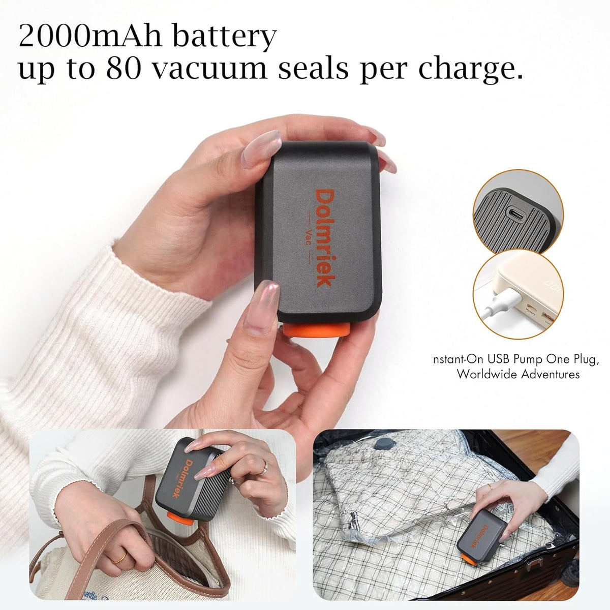 15pcs Vacuum Seal Bags for Clothing Travel, Cordless Pump, Carry-on Size Compression Packing Bags, 4000Pa Suction & 2000mAh Battery, Vacuum Storage Bags for Clothes, Luggage, Suitcase, Space Saver
