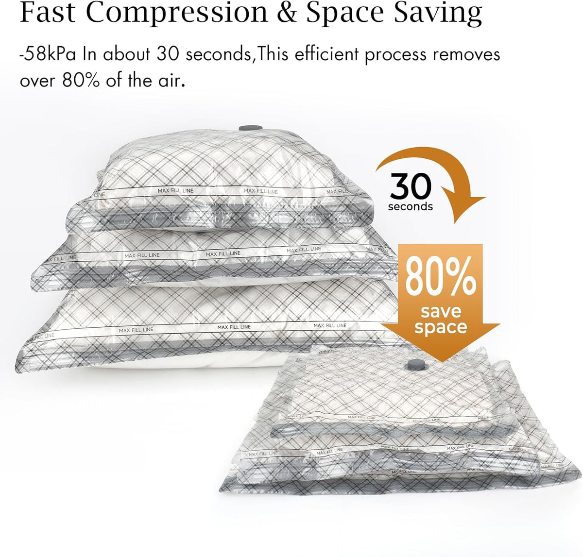 15pcs Vacuum Seal Bags for Clothing Travel, Cordless Pump, Carry-on Size Compression Packing Bags, 4000Pa Suction & 2000mAh Battery, Vacuum Storage Bags for Clothes, Luggage, Suitcase, Space Saver