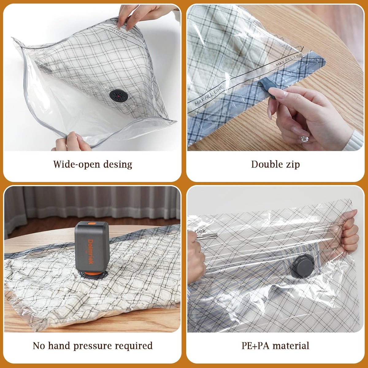 15pcs Vacuum Seal Bags for Clothing Travel, Cordless Pump, Carry-on Size Compression Packing Bags, 4000Pa Suction & 2000mAh Battery, Vacuum Storage Bags for Clothes, Luggage, Suitcase, Space Saver