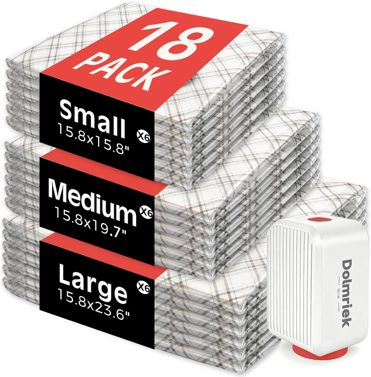 15pcs Vacuum Seal Bags for Clothing Travel, Cordless Pump, Carry-on Size Compression Packing Bags, 4000Pa Suction & 2000mAh Battery, Vacuum Storage Bags for Clothes, Luggage, Suitcase, Space Saver