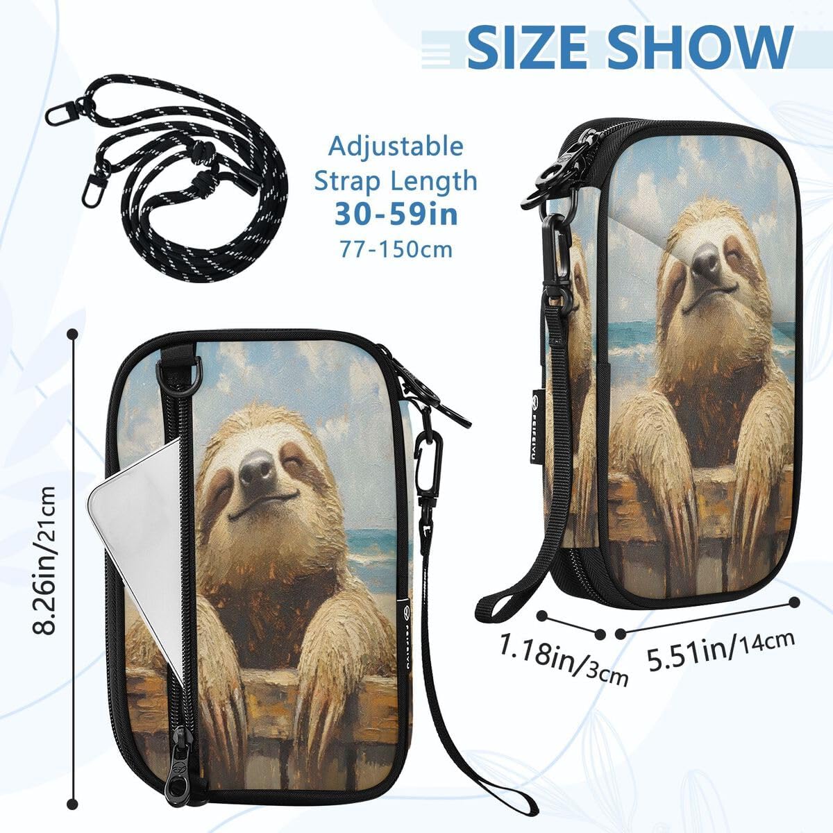 Sloth Funny Ocean Sky Passport Holder Family Passport Wallet | for Women Men Rfid Blocking Passport Holders Bag Travel Document Organizer with Zipper
