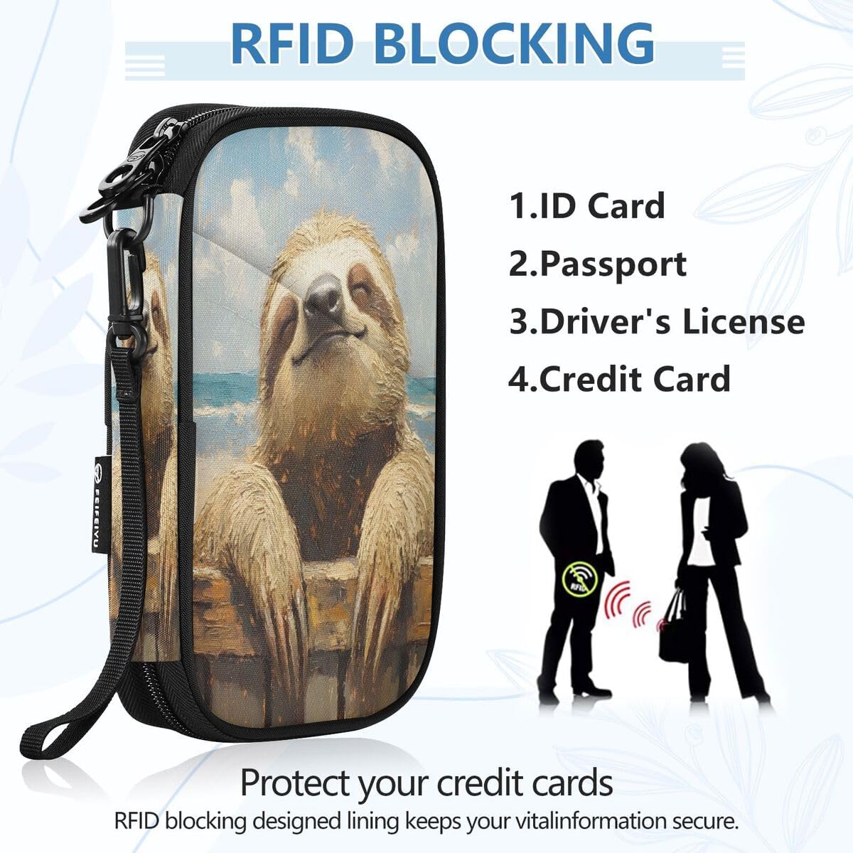 Sloth Funny Ocean Sky Passport Holder Family Passport Wallet | for Women Men Rfid Blocking Passport Holders Bag Travel Document Organizer with Zipper