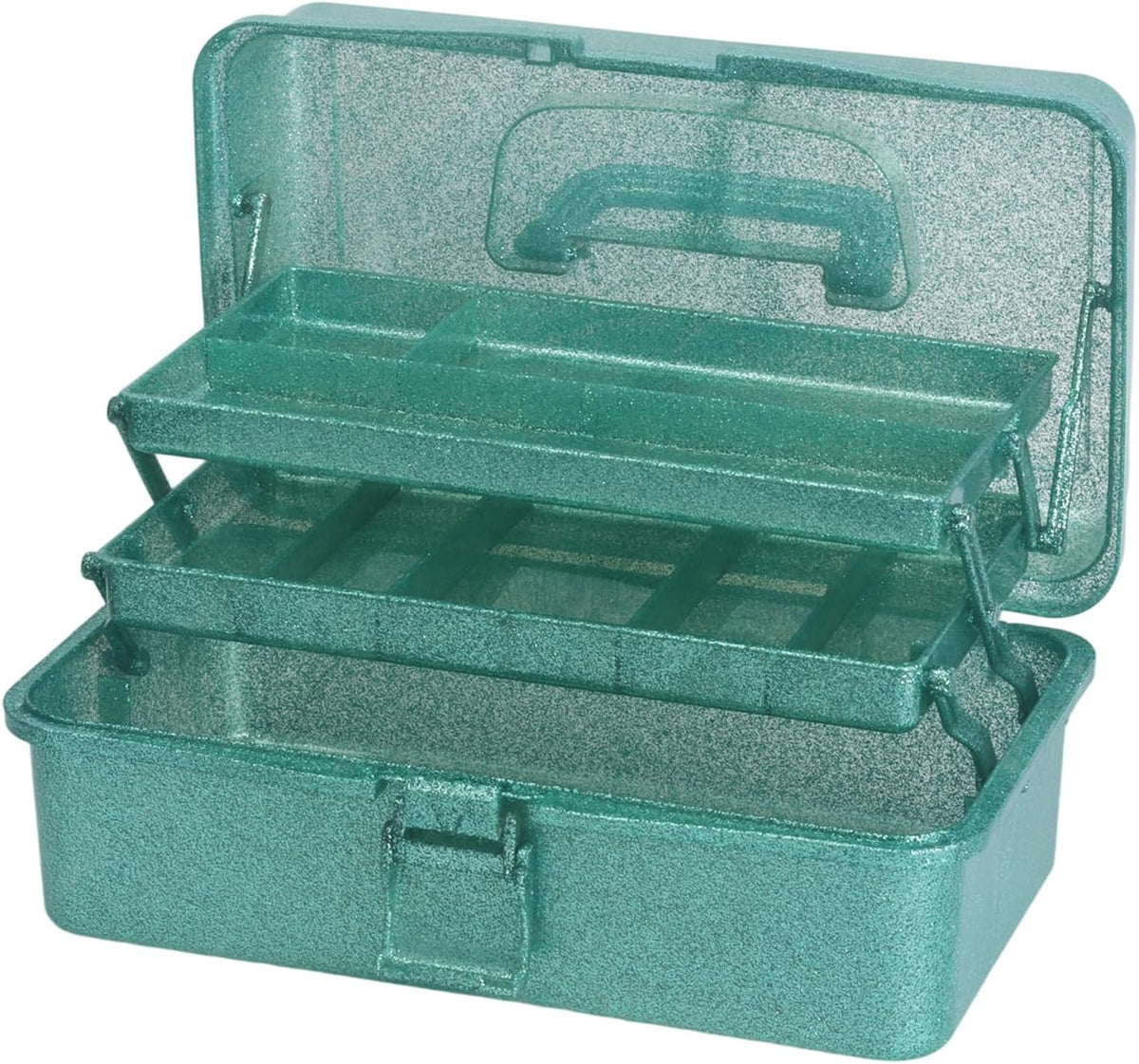 3-Tier Stackable Storage Organizer Box | Portable Multi-Use Tackle Box for Art Supplies, Makeup & Sewing Kits | Durable Design w/Adjustable Compartments (Green)