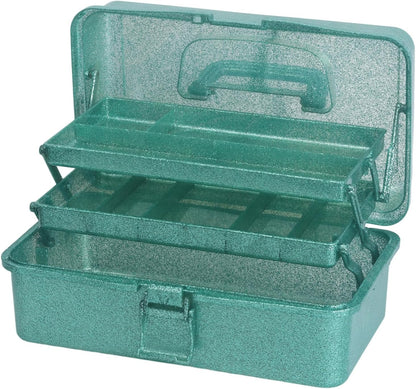 3-Tier Stackable Storage Organizer Box | Portable Multi-Use Tackle Box for Art Supplies, Makeup & Sewing Kits | Durable Design w/Adjustable Compartments (Green)