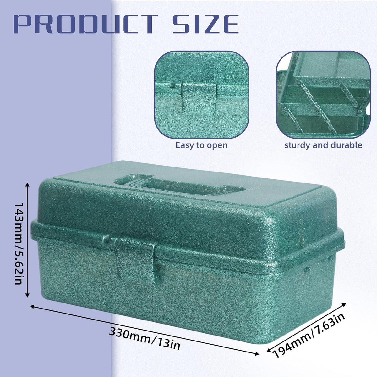 3-Tier Stackable Storage Organizer Box | Portable Multi-Use Tackle Box for Art Supplies, Makeup & Sewing Kits | Durable Design w/Adjustable Compartments (Green)