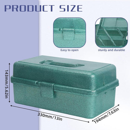 3-Tier Stackable Storage Organizer Box | Portable Multi-Use Tackle Box for Art Supplies, Makeup & Sewing Kits | Durable Design w/Adjustable Compartments (Green)