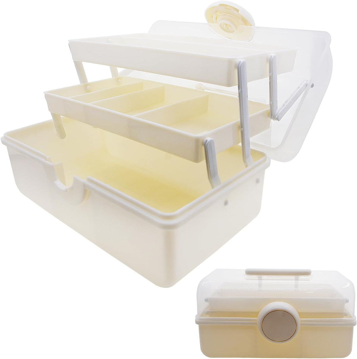 3-Tier Stackable Storage Organizer Box | Portable Multi-Use Tackle Box for Art Supplies, Makeup & Sewing Kits | Durable Design w/Adjustable Compartments (Green)