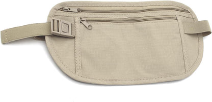 Secure Travel Money Belt, Anti-Theft Passport Holder Travel Wallet for Men Women, Hidden Under Clothes Belt Wallet, Security Travel Pouch, Waterproof Waist Bumbag for Money, Cards and Keys