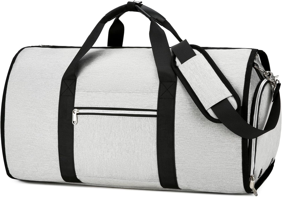Convertible Garment Bag with Shoe Compartment & Wet Pocket for Men Women, Hanging Suitcase Organizer Bag with Shoulder Strap, Carry on Personal Item Bags for Airplane, Black