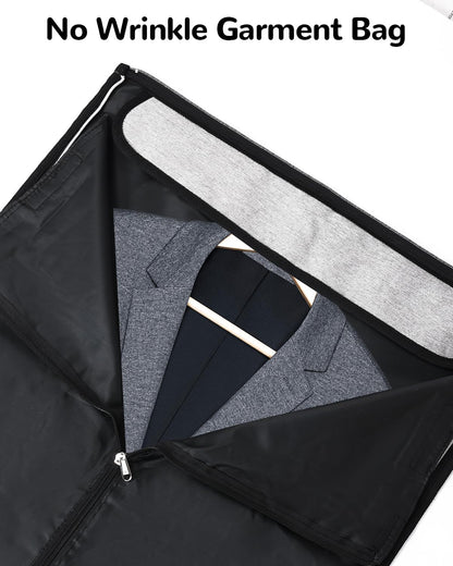 Convertible Garment Bag with Shoe Compartment & Wet Pocket for Men Women, Hanging Suitcase Organizer Bag with Shoulder Strap, Carry on Personal Item Bags for Airplane, Black