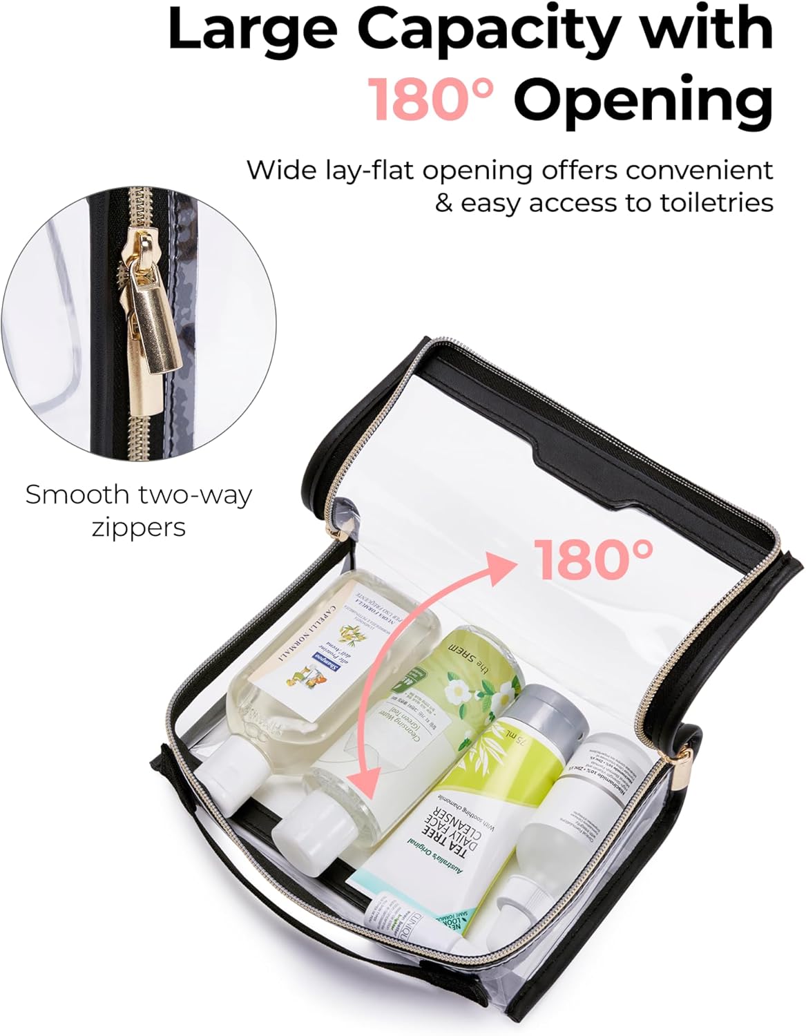 TSA Approved Toiletry Bag, Clear Travel Toiletry Bag, Makeup Cosmetic Pouch Bag for Women Men Carry on Airport Airline Quart Size Compliant Bag Organizer for Travel Essentials-2PCS Khaki