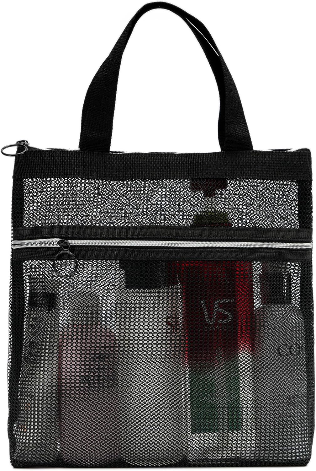 Mesh Shower Caddy Bag Portable Small Hanging Toiletry Tote Bag for Gym Travel Beach Bathroom Sunscreen (Pink)