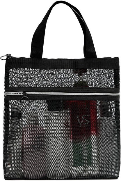 Mesh Shower Caddy Bag Portable Small Hanging Toiletry Tote Bag for Gym Travel Beach Bathroom Sunscreen (Pink)