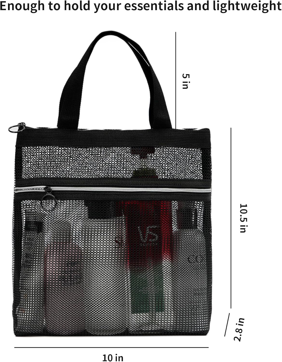 Mesh Shower Caddy Bag Portable Small Hanging Toiletry Tote Bag for Gym Travel Beach Bathroom Sunscreen (Pink)