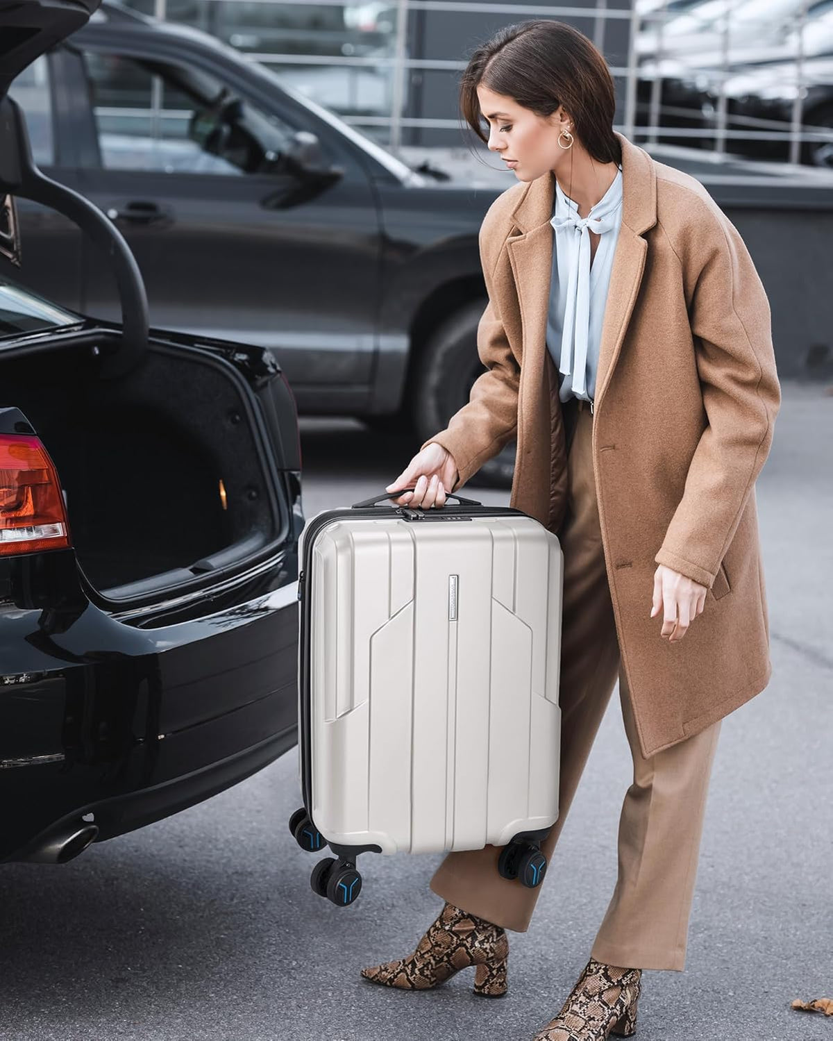Carry On Luggage 22x14x9 Airline Approved, 1OO% PC Hardside Expandable Luggage with TSA Lock, 20 Inch Travel Suitcase with Spinner Wheels, Black