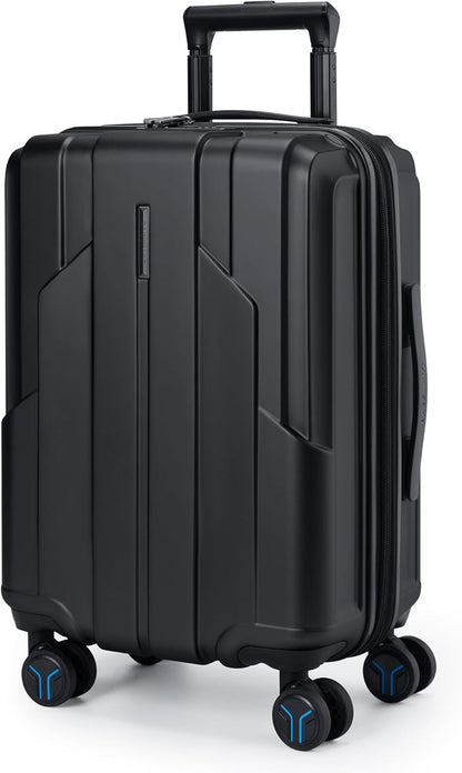 Carry On Luggage 22x14x9 Airline Approved, 1OO% PC Hardside Expandable Luggage with TSA Lock, 20 Inch Travel Suitcase with Spinner Wheels, Black