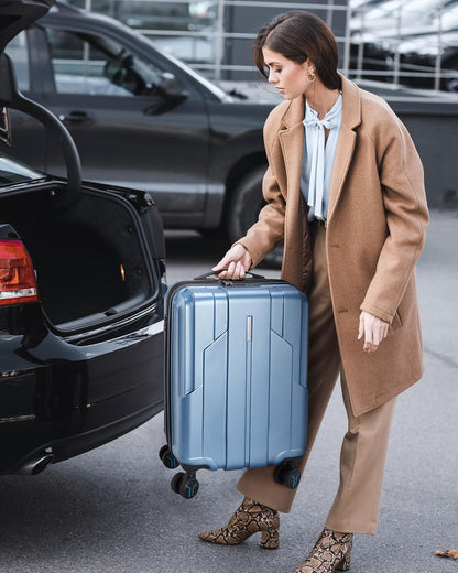 Carry On Luggage 22x14x9 Airline Approved, 1OO% PC Hardside Expandable Luggage with TSA Lock, 20 Inch Travel Suitcase with Spinner Wheels, Black